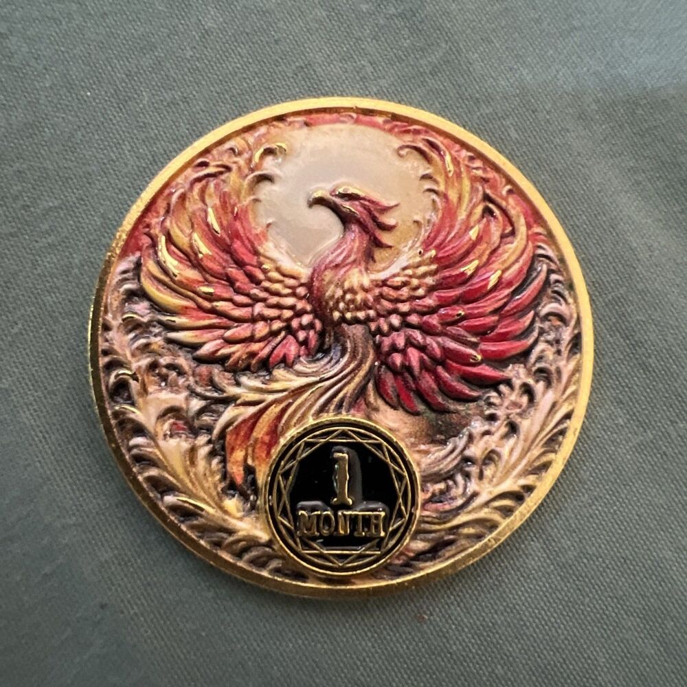 AA Sobriety One 1 Month Phoenix Rising Coin Chip Sober Anniversary